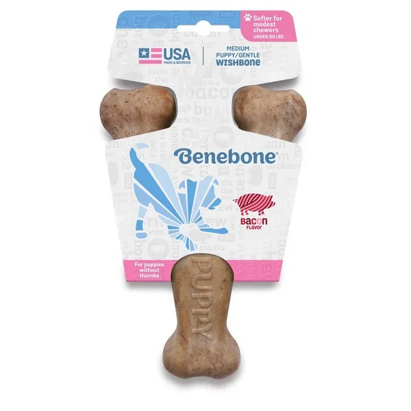1ea Benebone Puppy Medium Bacon Wishbone - Health/First Aid